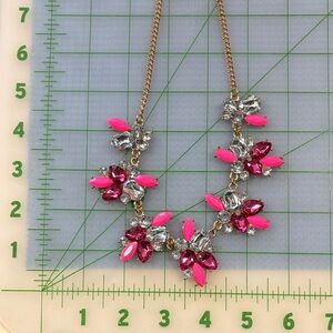 Floral Crystal Statement Necklace in Bright Pink and Fuchsia - Women Jewelry